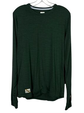 Tracksmith Men's Green Merino Wool Blend Long Sleeve Base Layer Top Medium M